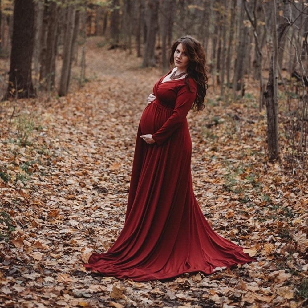 Burgundy Maternity Gown